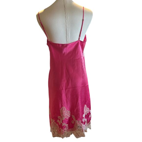 Victoria Secret Slip Mini Dress SZ Med Pink with White Lace Cami Nighty Party - Picture 6 of 11